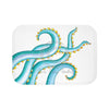 Teal Tentacles Octopus On White Bath Mat 24 × 17 Home Decor