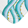 Teal Tentacles Octopus On White Bath Mat Home Decor