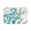 Teal Tentacles Octopus On White Vintage Map Bath Mat 24 × 17 Home Decor