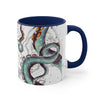 Teal Tentacles Octopus Vintage Map On White Art Accent Coffee Mug 11Oz