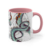 Teal Tentacles Octopus Vintage Map On White Art Accent Coffee Mug 11Oz