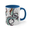 Teal Tentacles Octopus Vintage Map On White Art Accent Coffee Mug 11Oz