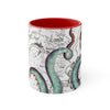 Teal Tentacles Octopus Vintage Map On White Art Accent Coffee Mug 11Oz Red /
