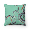 Teal Tentacles On Watercolor Square Pillow Home Decor