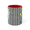 Teal Yellow Seahorse Black White Pinstripe Art Accent Coffee Mug 11Oz Red /