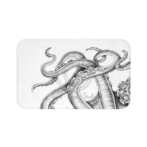 Tentacles Octopus Ink White Bath Mat Large 34X21 Home Decor