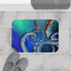 Tentacles Octopus Nebula Galaxy Teal Art Bath Mat Home Decor