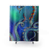 Tentacles Octopus Nebula Galaxy Teal Art Shower Curtain 71 × 74 Home Decor