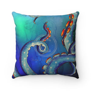 Tentacles Octopus Nebula Galaxy Teal Art Square Pillow 14 × Home Decor