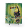 Toucan Bird Exotic Tropical Watercolor Art Shower Curtain 71 × 74 Home Decor