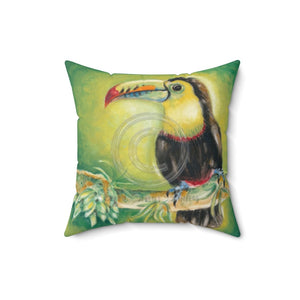 Toucan Bird Exotic Tropical Watercolor Art Square Pillow 14 × Home Decor
