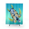 Tribal Style Sea Turtle Teal Watercolor Shower Curtain 71X74 Home Decor