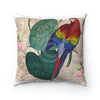 Tropical Exotic Parrot Floral Map Art Square Pillow 14 × Home Decor