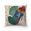 Tropical Exotic Parrot Floral Map Art Square Pillow Home Decor