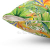 Tropical Floral Orange Stripe Square Pillow Home Decor