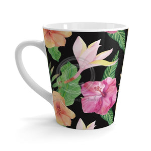Tropical Hibiscus Exotic Black Latte Mug 12Oz Mug