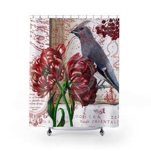 Tulip Bird Bohemian Vintage Shower Curtain 71 × 74 Home Decor