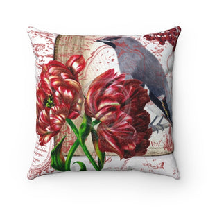 Tulip Bird Bohemian Vintage Square Pillow 14 × Home Decor