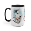 Tuxedo Kitten In A Cup Art Two-Tone Coffee Mugs 15Oz / Black Mug