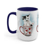 Tuxedo Kitten In A Cup Art Two-Tone Coffee Mugs 15Oz / Blue Mug