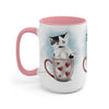 Tuxedo Kitten In A Cup Art Two-Tone Coffee Mugs 15Oz / Pink Mug