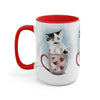 Tuxedo Kitten In A Cup Art Two-Tone Coffee Mugs 15Oz / Red Mug