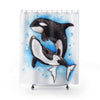 Two Cute Orca Whales Playing Shower Curtains 71X74 Home Decor