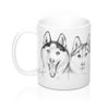 Two Huskies Happy Pet Ink Art Mug 11Oz