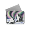 Two Orca Whales Aurora Borealis Cosmic Stars Watercolor Art Laptop Sleeve