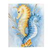 Two Seahorses Yellow Blue Watercolor Art Velveteen Plush Blanket 50 × 60 All Over Prints