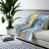 Two Seahorses Yellow Blue Watercolor Art Velveteen Plush Blanket All Over Prints