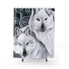 Two White Alpha Wolves Watercolor Art Shower Curtains 71X74 Home Decor