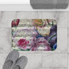 Vintage Floral Music Notes Art Bath Mat Home Decor