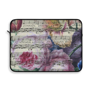 Vintage Floral Music Notes Art Laptop Sleeve 15