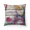 Vintage Floral Music Notes Art Square Pillow Home Decor