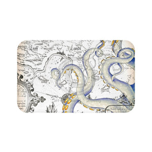 Vintage Grunge Blue Tentacles Map Bath Mat Large 34X21 Home Decor
