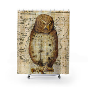 Vintage Owl Papyrus Chic Art Shower Curtain 71 × 74 Home Decor