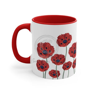 Vintage Red Poppies Art Accent Coffee Mug 11Oz /