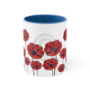 Vintage Red Poppies Art Accent Coffee Mug 11Oz Blue /