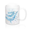 Whales Family Splash Watercolor Ink Art Mug 11Oz