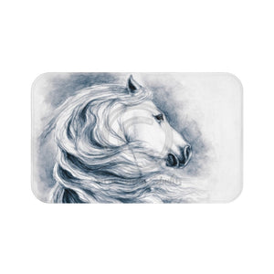 White Andalusian Rearing Horse Equine Art Bath Mat 34 × 21 Home Decor