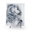 White Andalusian Rearing Horse Equine Art Shower Curtain 71 × 74 Home Decor