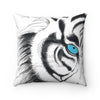 White Bengal Tiger Blue Eyes Ink Art Square Pillow 14X14 Home Decor