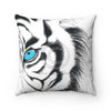 White Bengal Tiger Blue Eyes Ink Art Square Pillow Home Decor