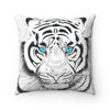 White Bengal Tiger Blue Eyes Ink Art Square Pillow Home Decor