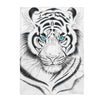 White Bengal Tiger Blue Eyes Ink Art Velveteen Plush Blanket 30 × 40 All Over Prints