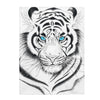 White Bengal Tiger Blue Eyes Ink Art Velveteen Plush Blanket 60 × 80 All Over Prints