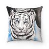 White Bengal Tiger Ink Watercolor Art Square Pillow Home Decor