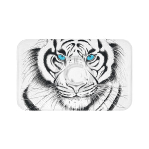 White Bengal Tiger Intense Gaze Ink Art Bath Mat Large 34X21 Home Decor