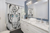 White Bengal Tiger Watercolor Ink Art Shower Curtain Home Decor
